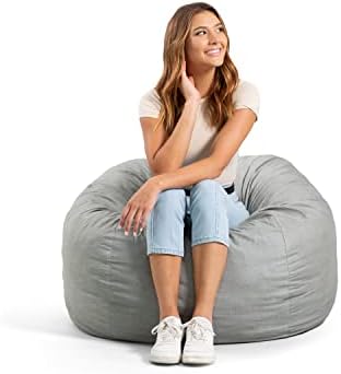 Amazon.Com: Big Joe Fuf Medium Foam Filled Bean Bag Chair With Removable  Cover, Fog Lenox, Durable Woven Polyester, 3 Feet Big : Home & Kitchen
