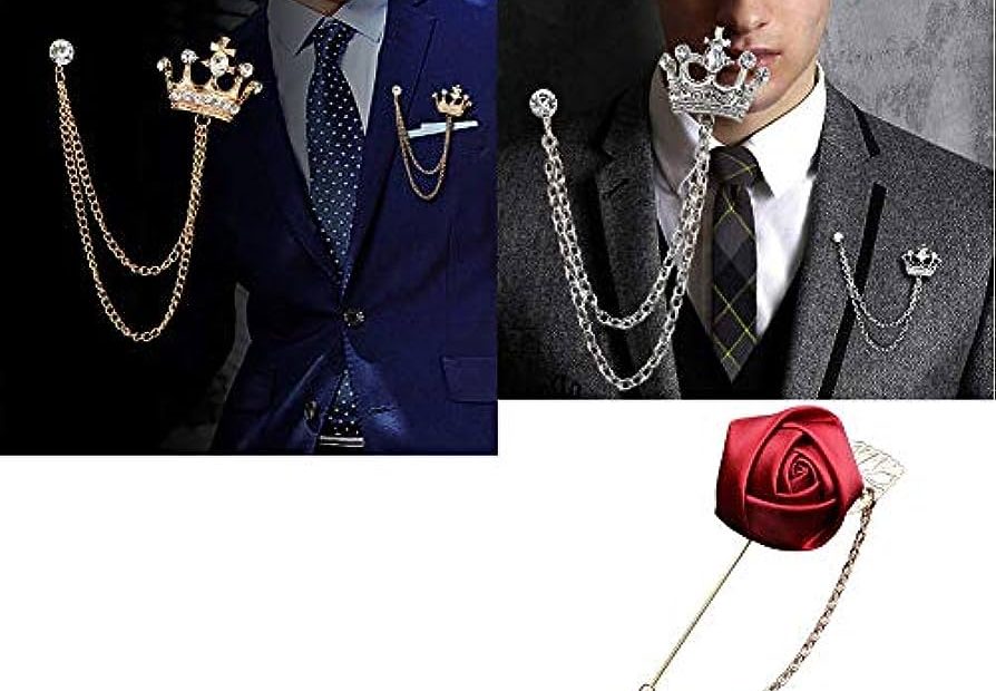3 Pieces Brooch For Men Suit Shirt Stud Brooch Lapel Pin Brooch Pin Chain  Tassel Brooch