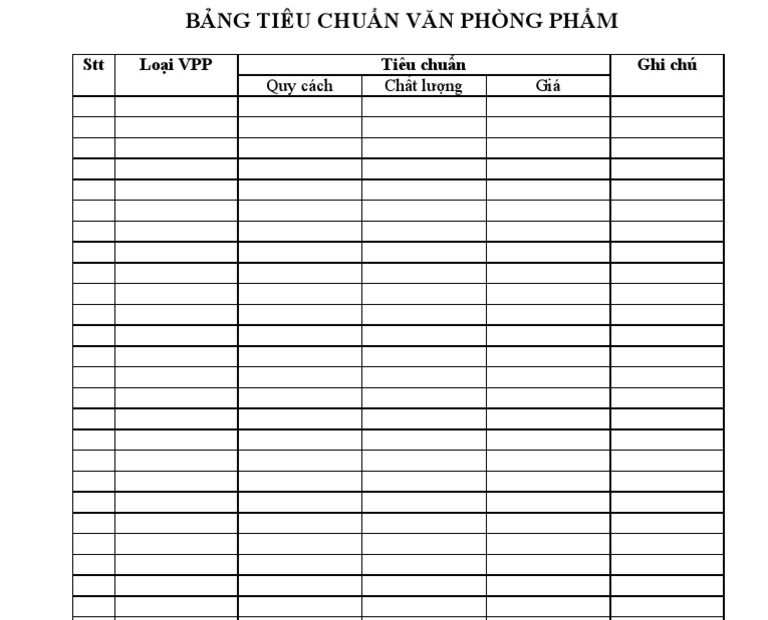 Hc - 10 - Bm01 Bang Tieu Chuan Van Phong Pham | Pdf