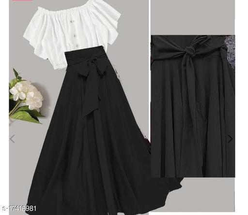 Black Skirt & White Top Combo