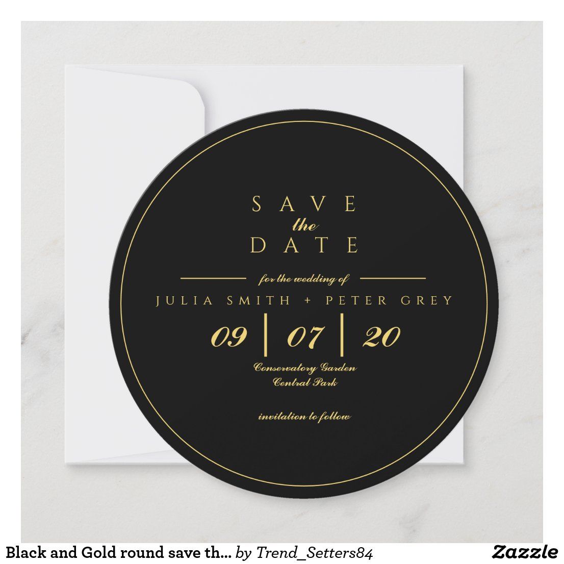 Black And Gold Round Save The Date Invitation | Zazzle | Save The Date  Invitations, Invitations, Modern Wedding Save The Dates