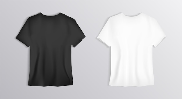 Premium Vector | Black White T-Shirt Mockup Set Clothing Garments Showcase  Branding Template