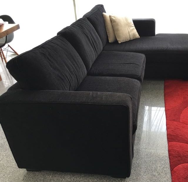 Black L-Shaped Sofa, Furniture & Home Living, Furniture, Sofas On Carousell