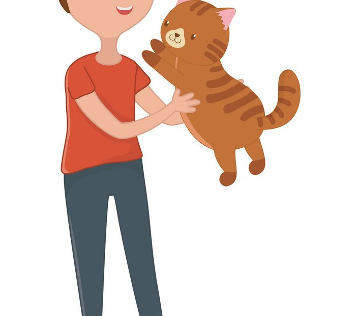 Boy With Cat Cartoon Design Royalty Free Vector Image