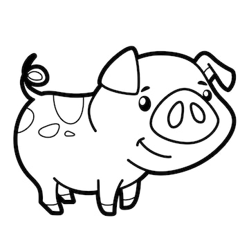 Premium Vector | Coloring Book Or Page For Kids. Pig Black And White Vector  Illustration