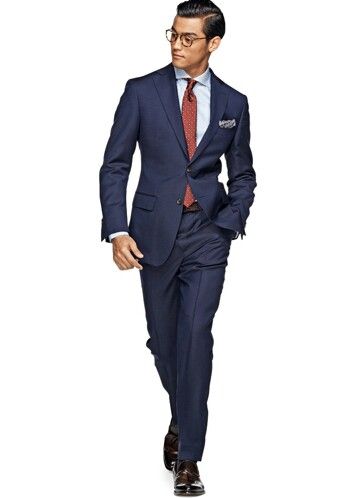 Navy Blue Suit, Silver/Gray Shirt, Red Tie | Suits, Blue Suit, Well Dressed  Men