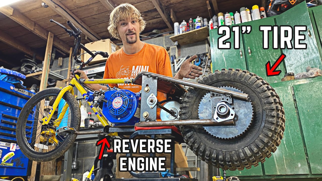 We Built A Motorized Big Tire Bicycle (With A Reverse Engine!) - Youtube