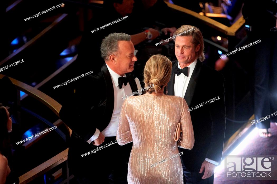 Oscar Nominee, Tom Hanks, Oscar Winner, Brad Pitt, And Brie Larson Talk  During The Live Abc Telecast..., Stock Photo, Picture And Rights Managed  Image. Pic. Plx-33967-1152Plx | Agefotostock